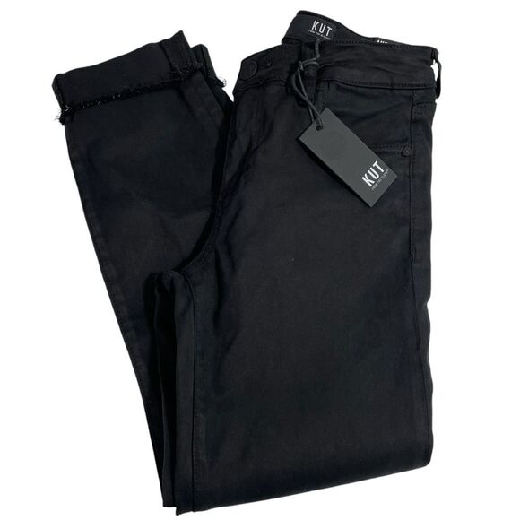 NWT Kut From The Kloth Amy Crop Straight Leg Jeans Black Size 0 Denim‎ - Picture 3 of 7